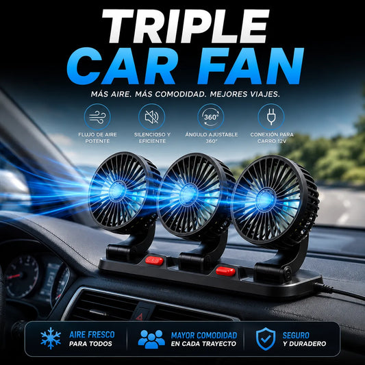 Ventilador Portátil Triple Para Carro